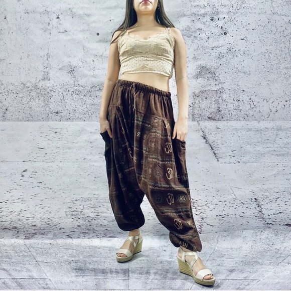 Handmade Nepalese patchwork ohm prints harem pants - Picture 1 of 5